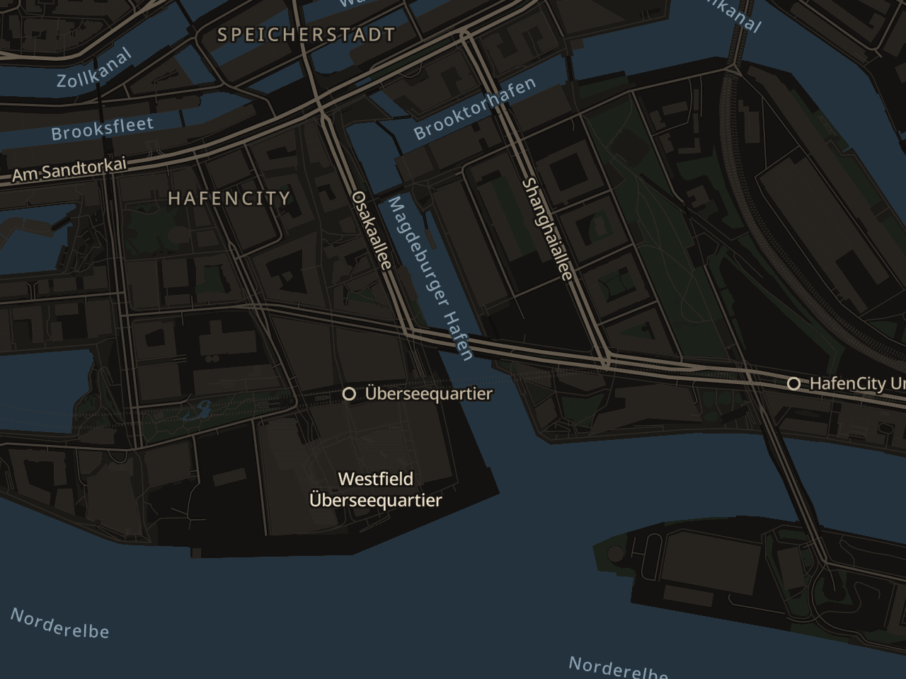Map of HafenCity: Duckman at the foodlab on Überseeallee, a few steps from U4 Überseequartier